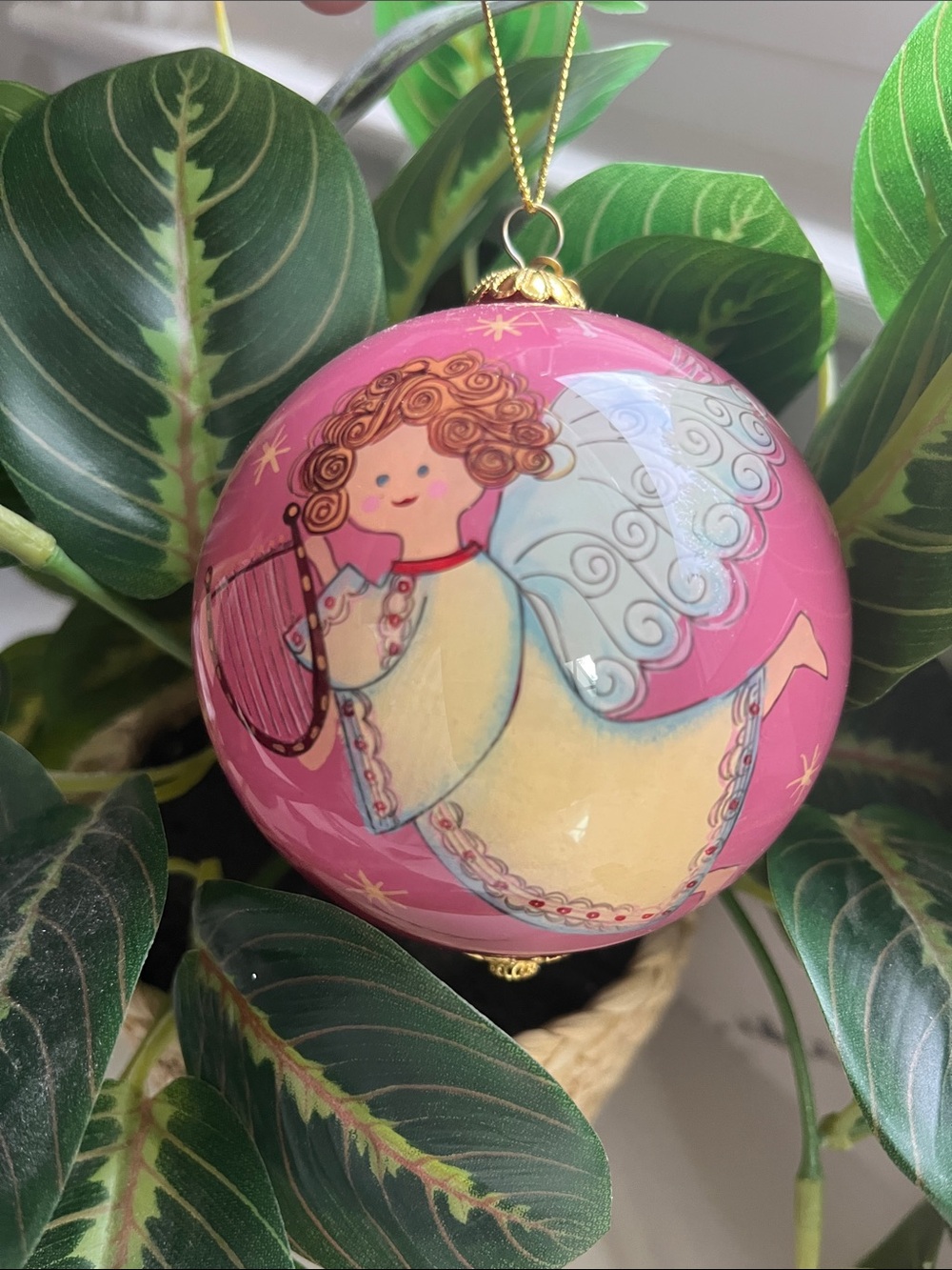👼 Pier 1 Li Bien Pink 2017 Angel Glass Holiday Ornament
